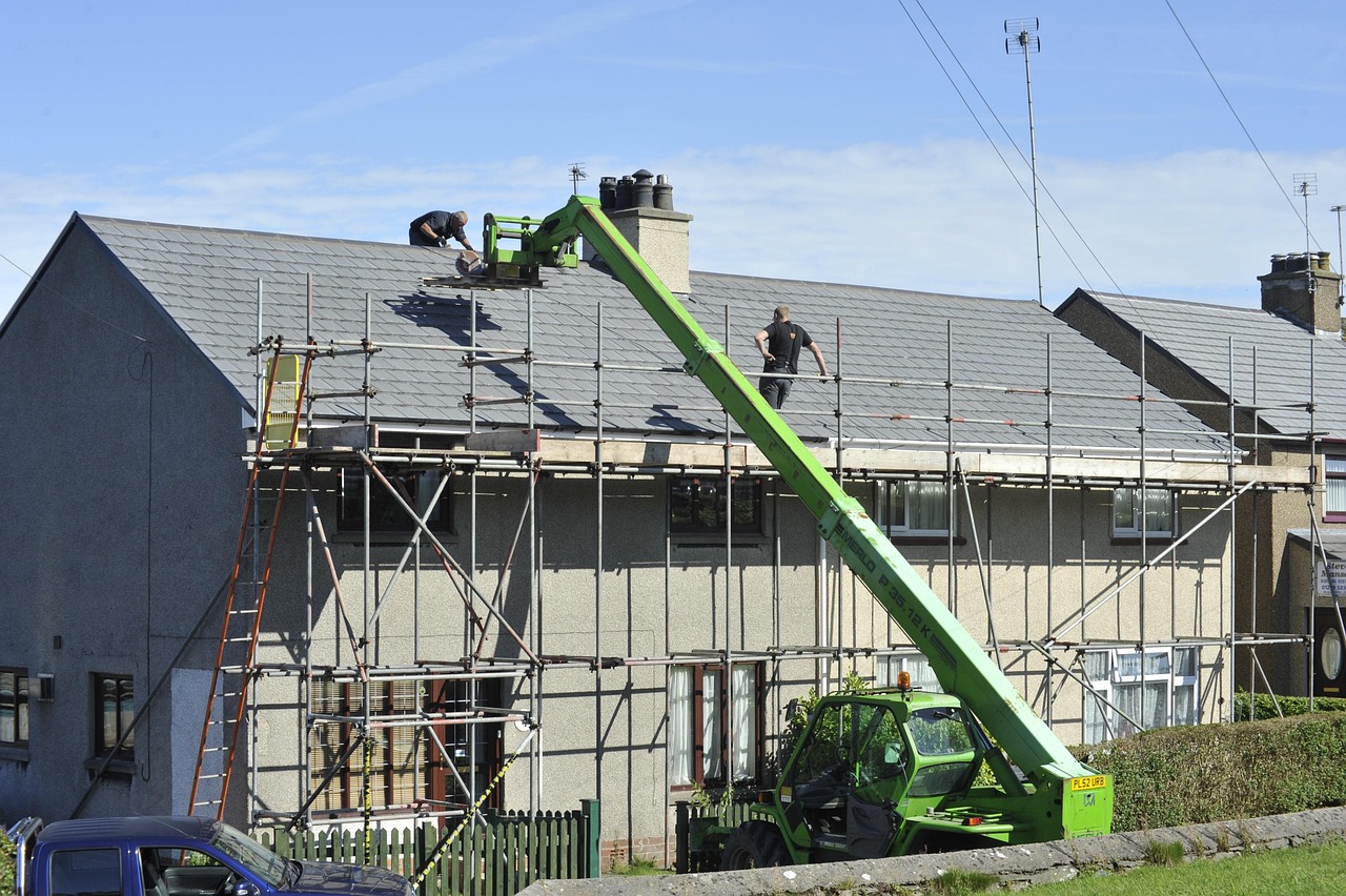 scaffold, roof, tiles, repair, building, construction, architecture, house, scaffolding, home, structure, build, new, residential, housing, nature, development, work, estate, builder, property, brick, safety, floor, facade, site, roofing construction, construct, industry, exterior, house exterior, sky, house roof, building construction